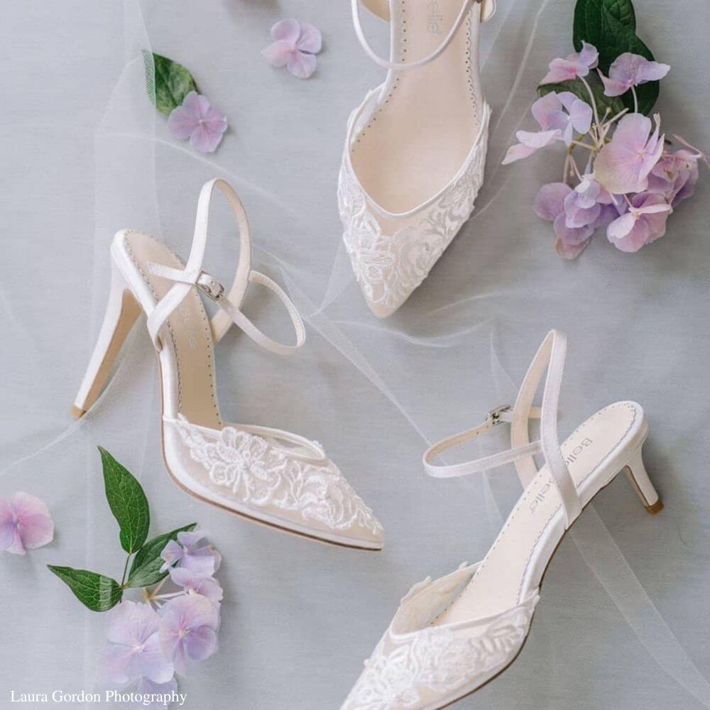 Ivory Satin Wedding Shoes with Ankle Strap, By Perfect Bridal – Topknot  Tiaras & Veils