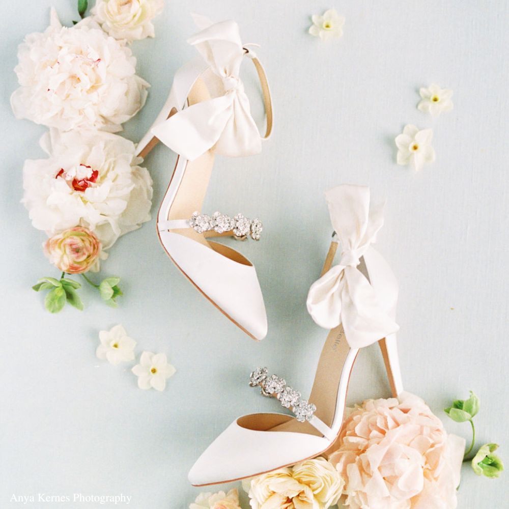 4 in 1 Ivory Floral Crystal Strap Heels | Bella Belle