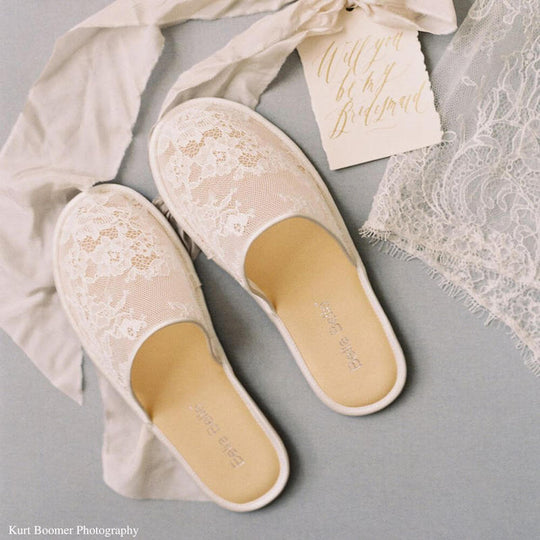 Chantilly Lace Pre-Wedding Bridal Slippers Bella Belle