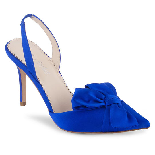 Bella Belle Shoes Reese Blue Slingback Heels with Knotted Bow