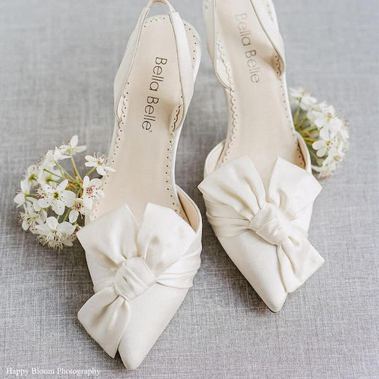 Bella Belle Shoes Reese Pointed Toe Heels with Bow for Brides