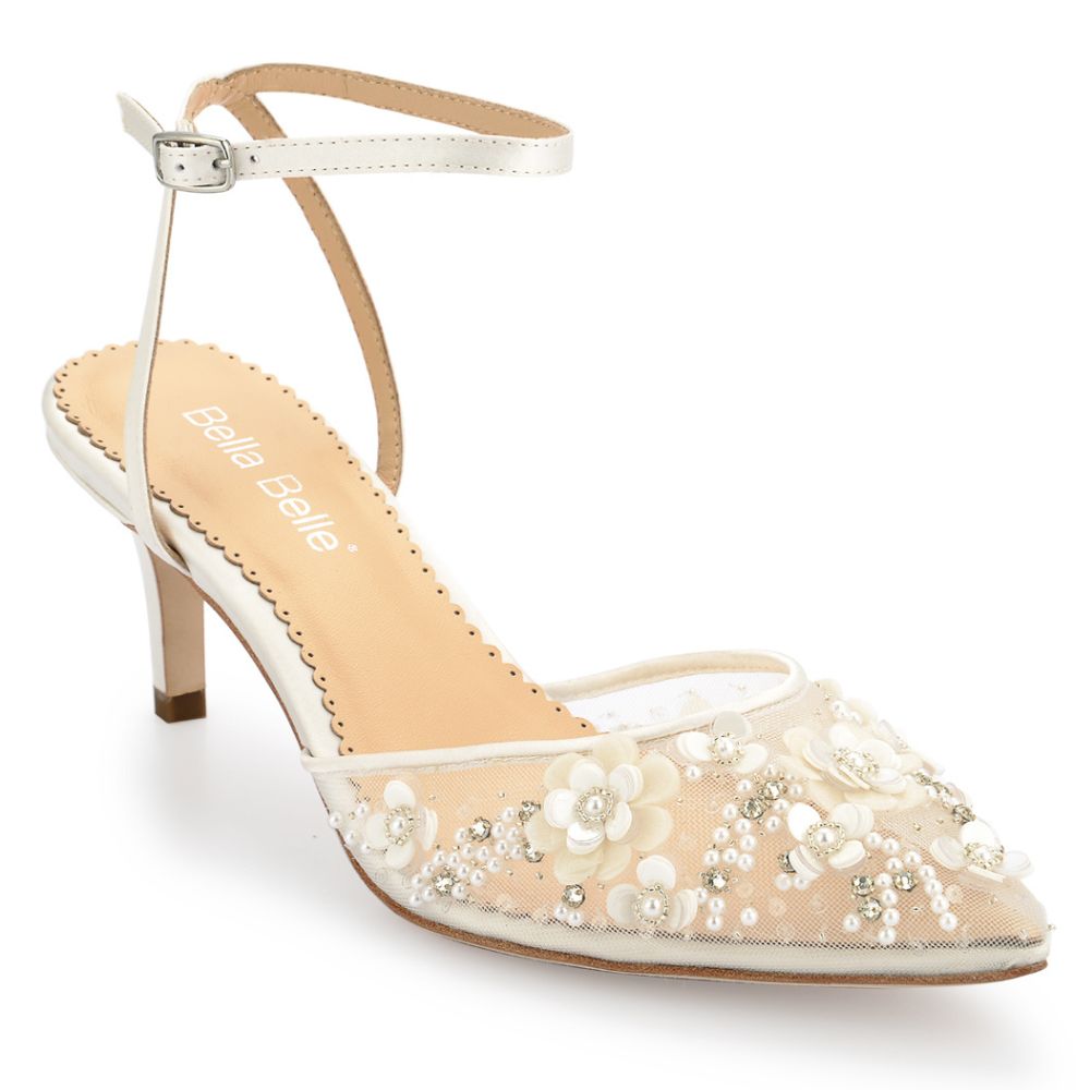 Ivory wedding shoes Block Heels - Satina X Love flare – PinkyPromiseAccs