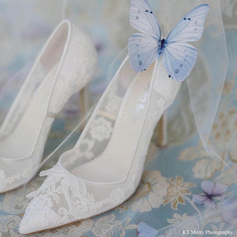 Bella Belle Shoes Sophia White Flower Wedding Shoes Lace Heels