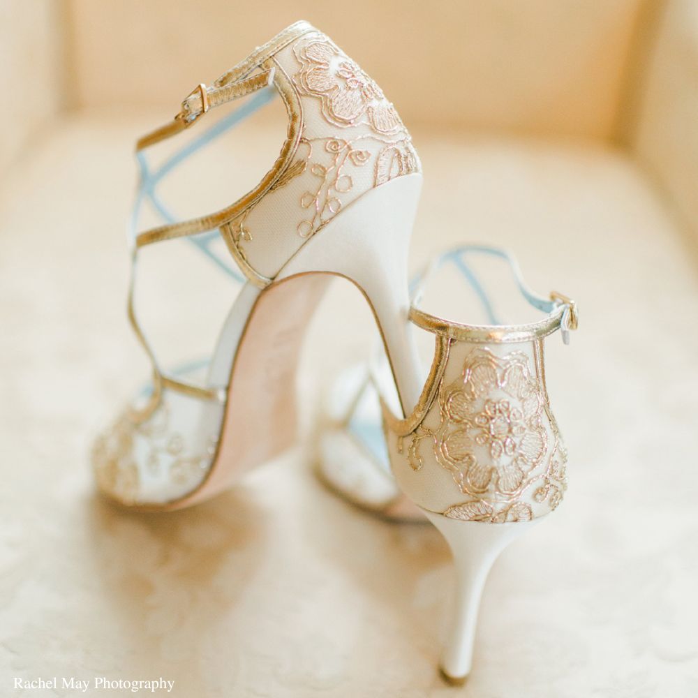 Bella Belle Shoes Tess Embroidered Gold Lace Wedding Shoes