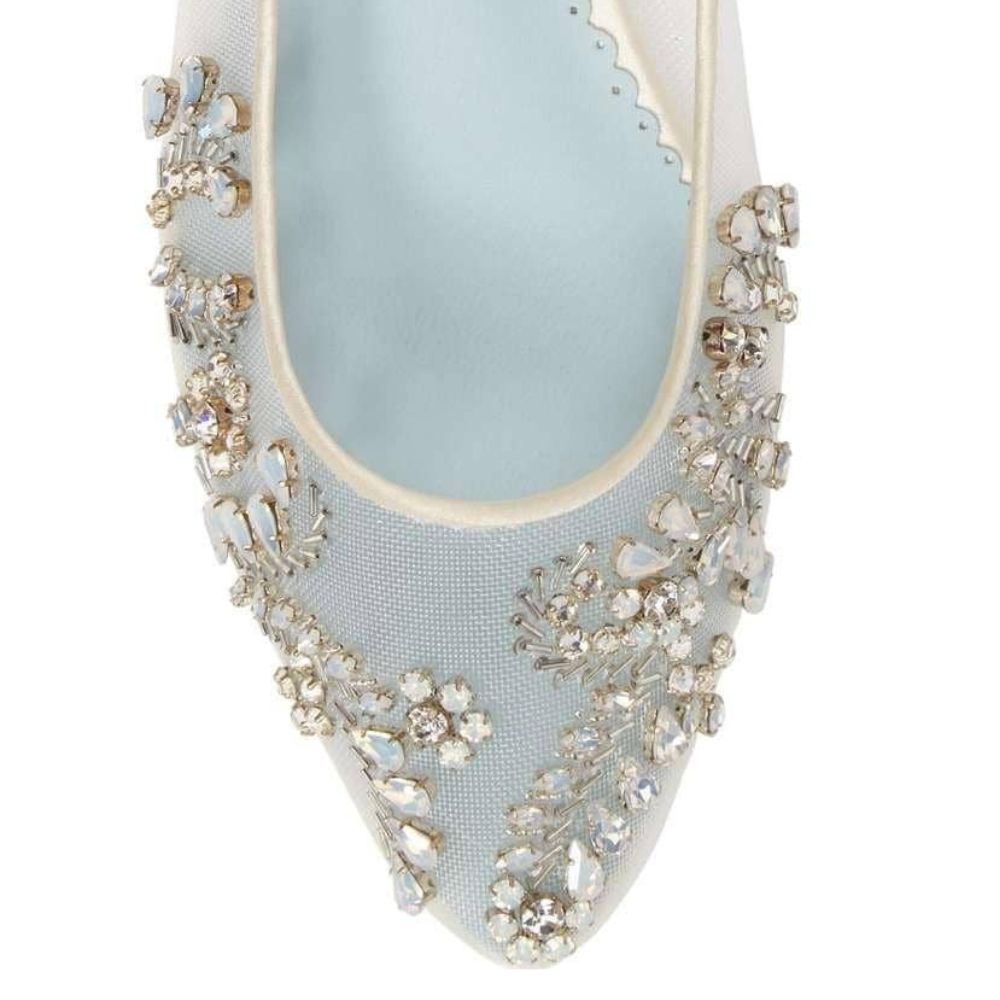 Bella Belle Shoes Willow Crystal Embellished Ivory Wedding Flats