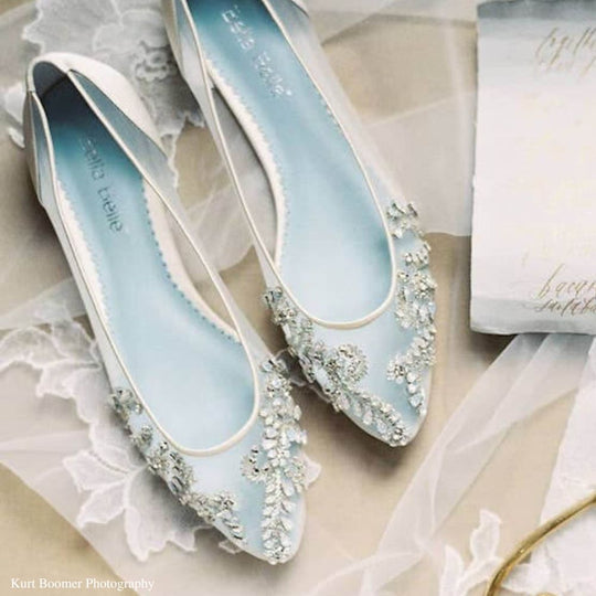 Bella Belle Shoes Willow Crystal Embellished Ivory Wedding Flats