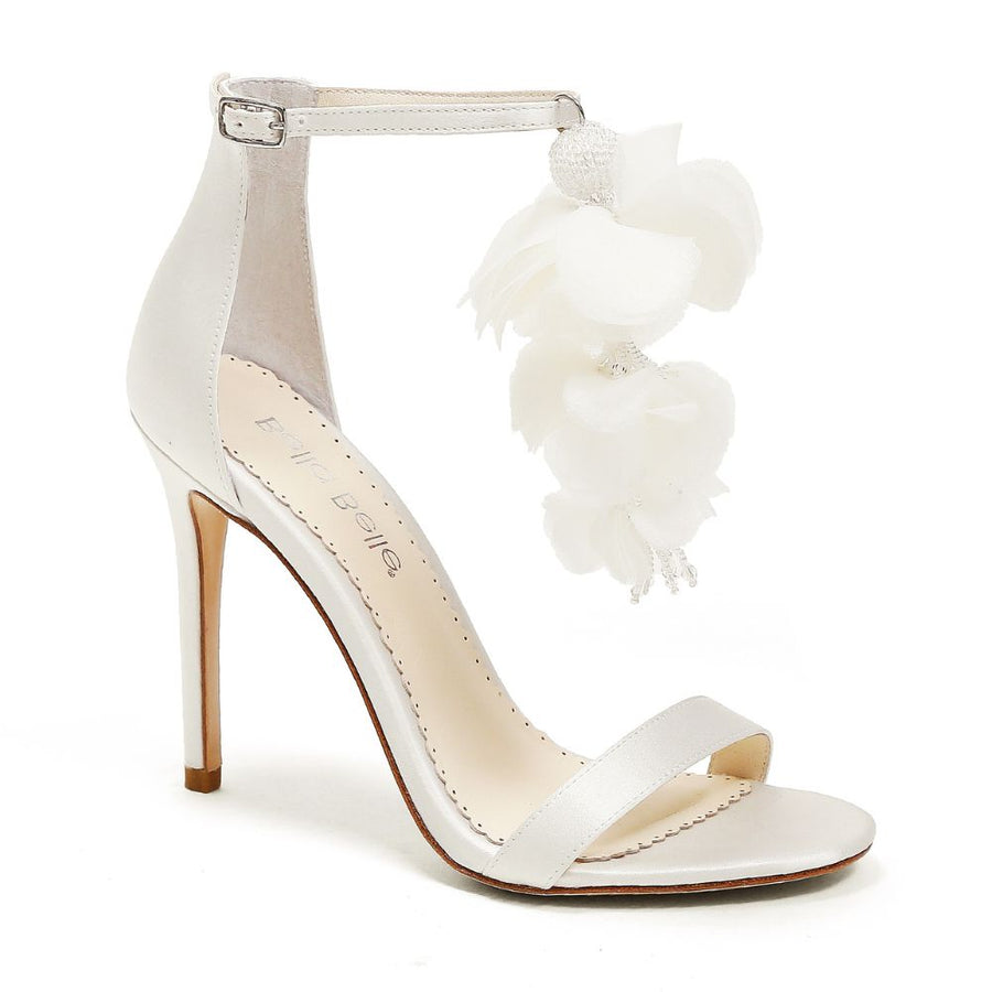 Bella Belle Shoes Wisteria Chiffon Flower Drape Ankle Strap Heels
