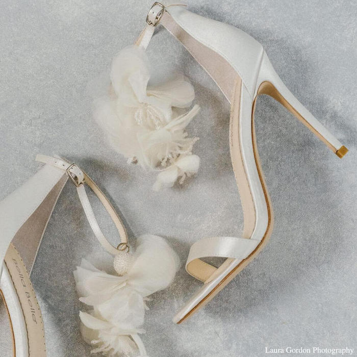 Bella Belle Shoes Wisteria Chiffon Flower Drape Ankle Strap Heels