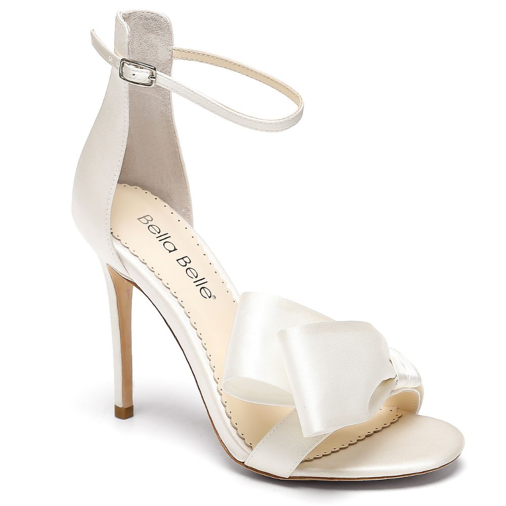 Bella Belle Shoes Zoey Asymmetrical Open-toe Bow Wedding Heels