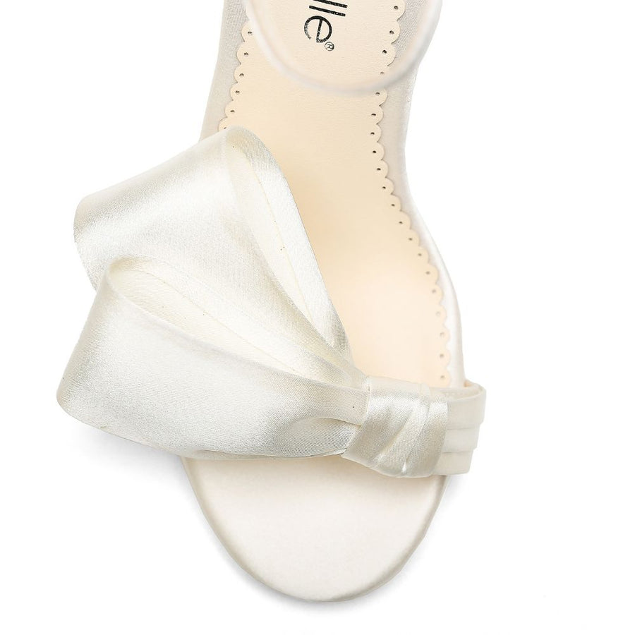 Bella Belle Shoes Zoey Asymmetrical Open-toe Bow Wedding Heels