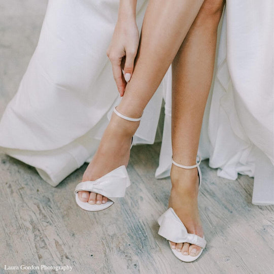 Bella Belle Shoes Zoey Asymmetrical Open-toe Bow Wedding Heels