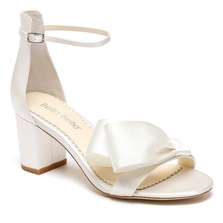Bella Belle Shoes Zoya Block Heel with Asymmetrical Bow