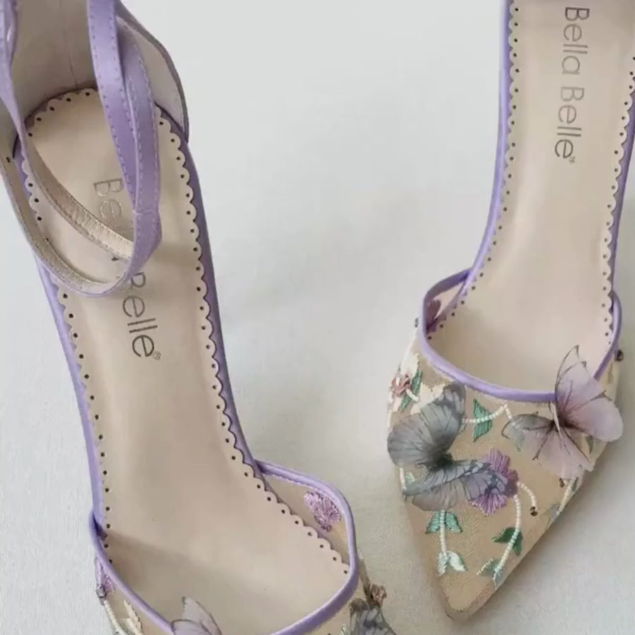 Bella Belle Shoes Eve Lavender Butterfly Heels Garden Party Shoes