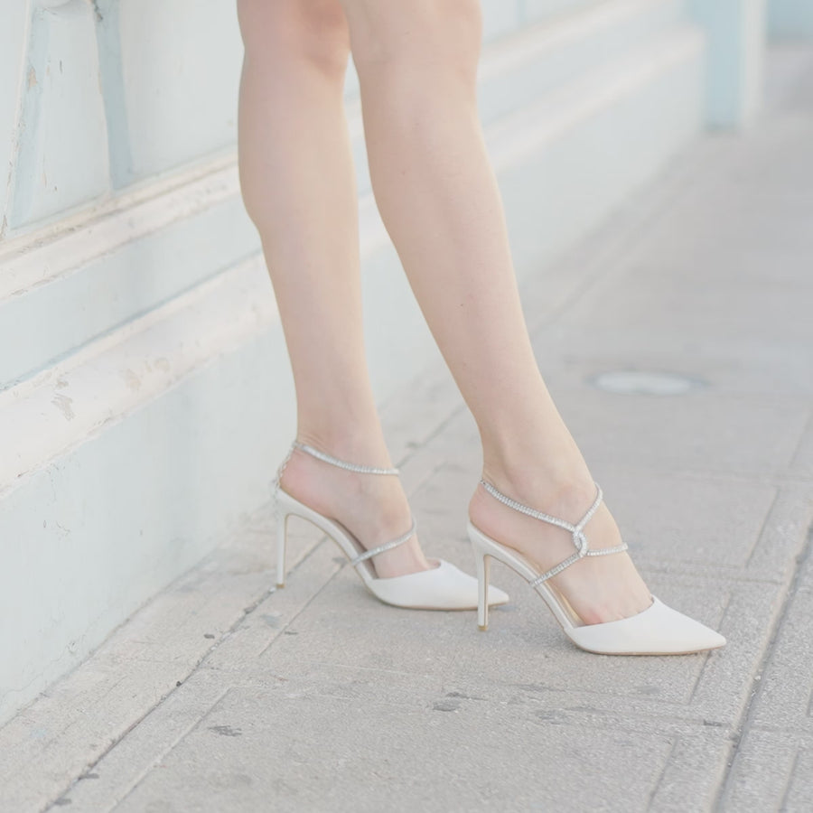 Bella Belle Sidney Ivory Crystal Strappy Heels